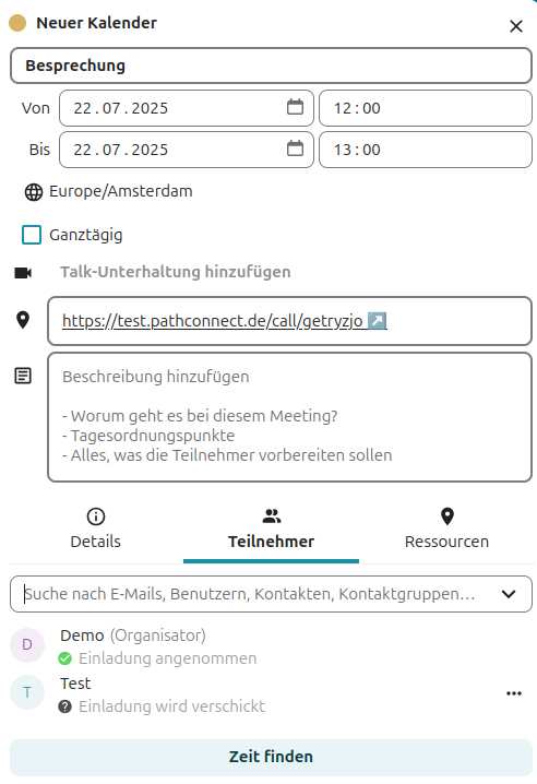 Termin Einzelheiten